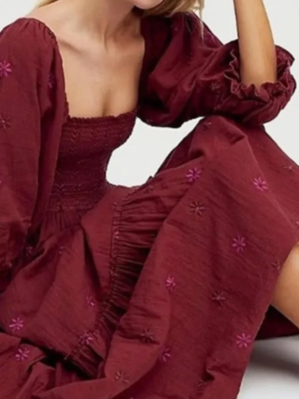 NWT Free People Dahlia Embroidered Maxi Dress